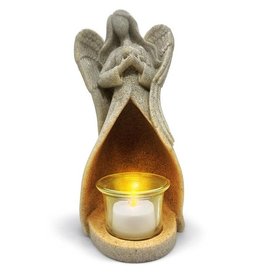 OakiWay Statue/LED Tealight Candle Holder - Angel with Dove, In Memory of Loved One