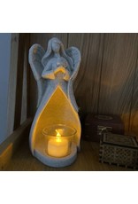 OakiWay Statue/LED Tealight Candle Holder - Angel with Dove, In Memory of Loved One