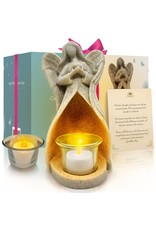 OakiWay Statue/LED Tealight Candle Holder - Angel with Dove, In Memory of Loved One