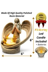 OakiWay Statue/LED Tealight Candle Holder - Angel with Open Wings, In Memory of Loved Ones