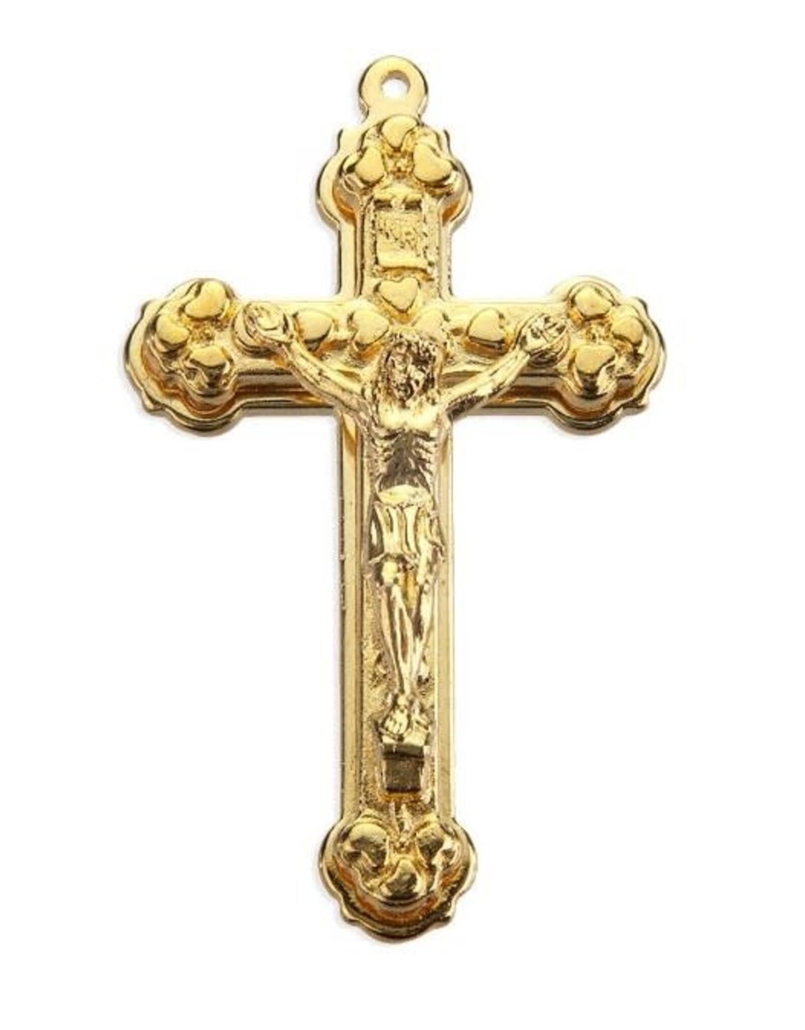 Hirten Medal Crucifix 2" Stepped Up Gold