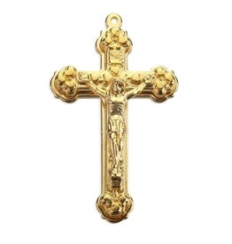 Medal Crucifix 2" Stepped Up Gold