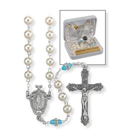 Hirten Rosary - March Birthstone, Imitation Pearl