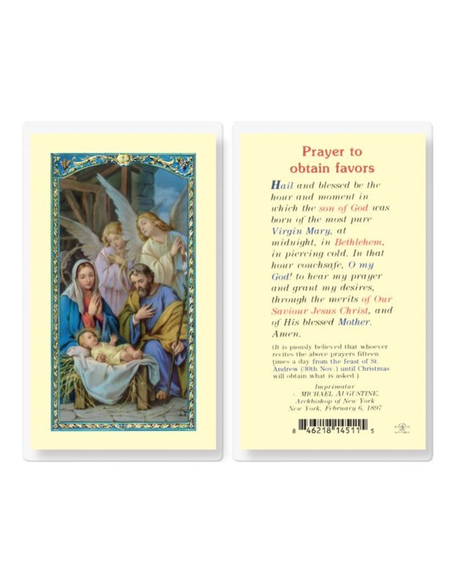 Hirten Holy Card, Laminated - Prayer to Obtain Favors