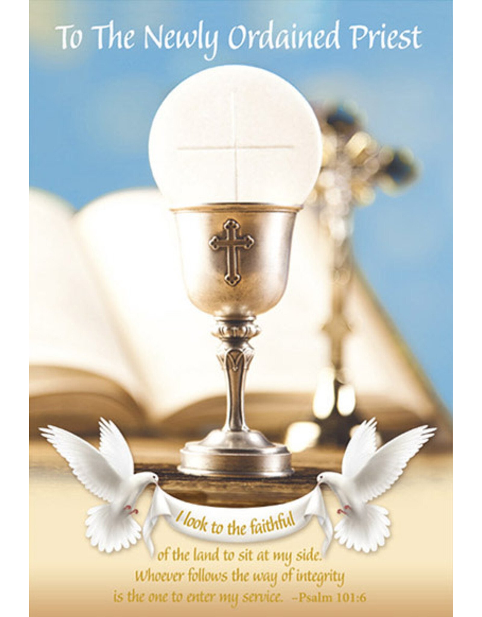 Greetings of Faith Priest Ordination Card - Doves with Banner