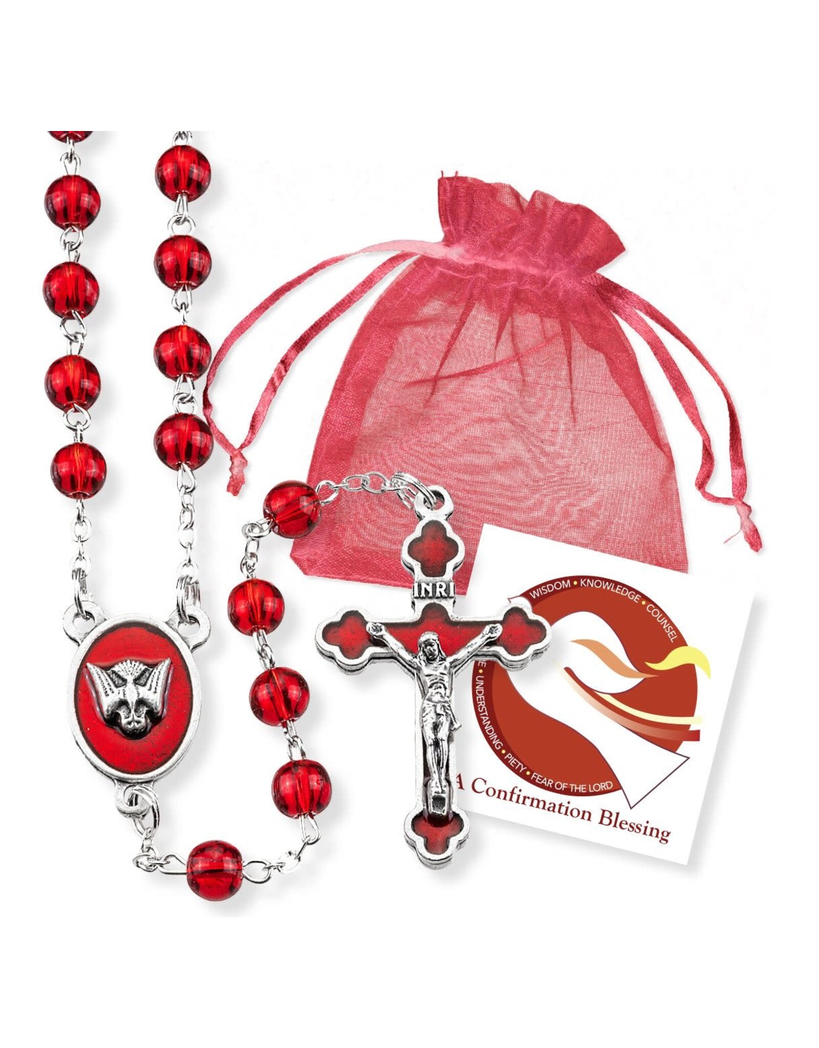 Hirten Confirmation Rosary with Card in Organza Bag