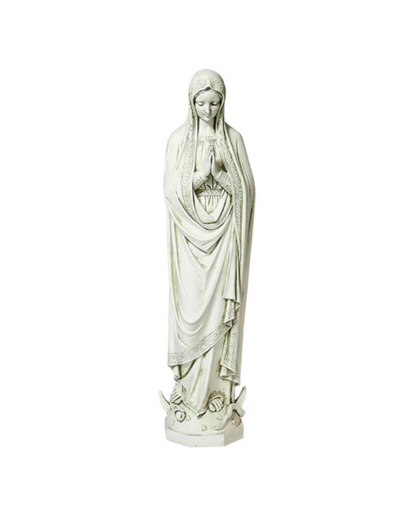 Orlandi Immaculate Conception Outdoor Statue - Fiberglass, Antique Stone Finish (36")