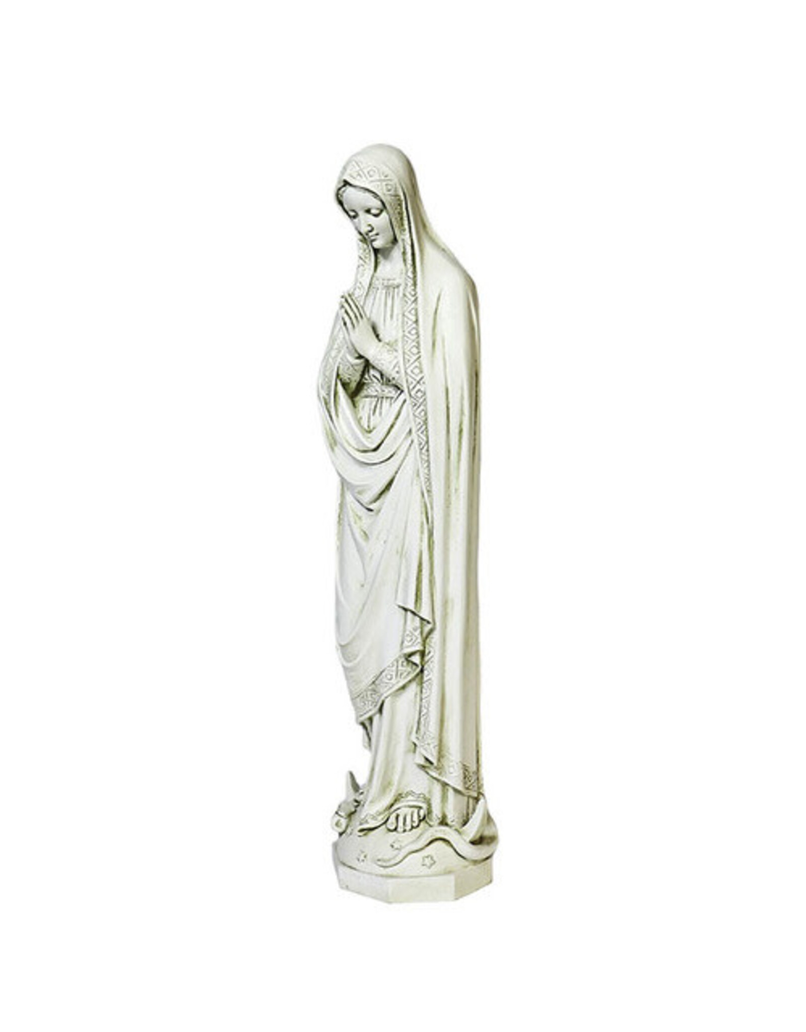 Orlandi Immaculate Conception Outdoor Statue - Fiberglass, Antique Stone Finish (36")