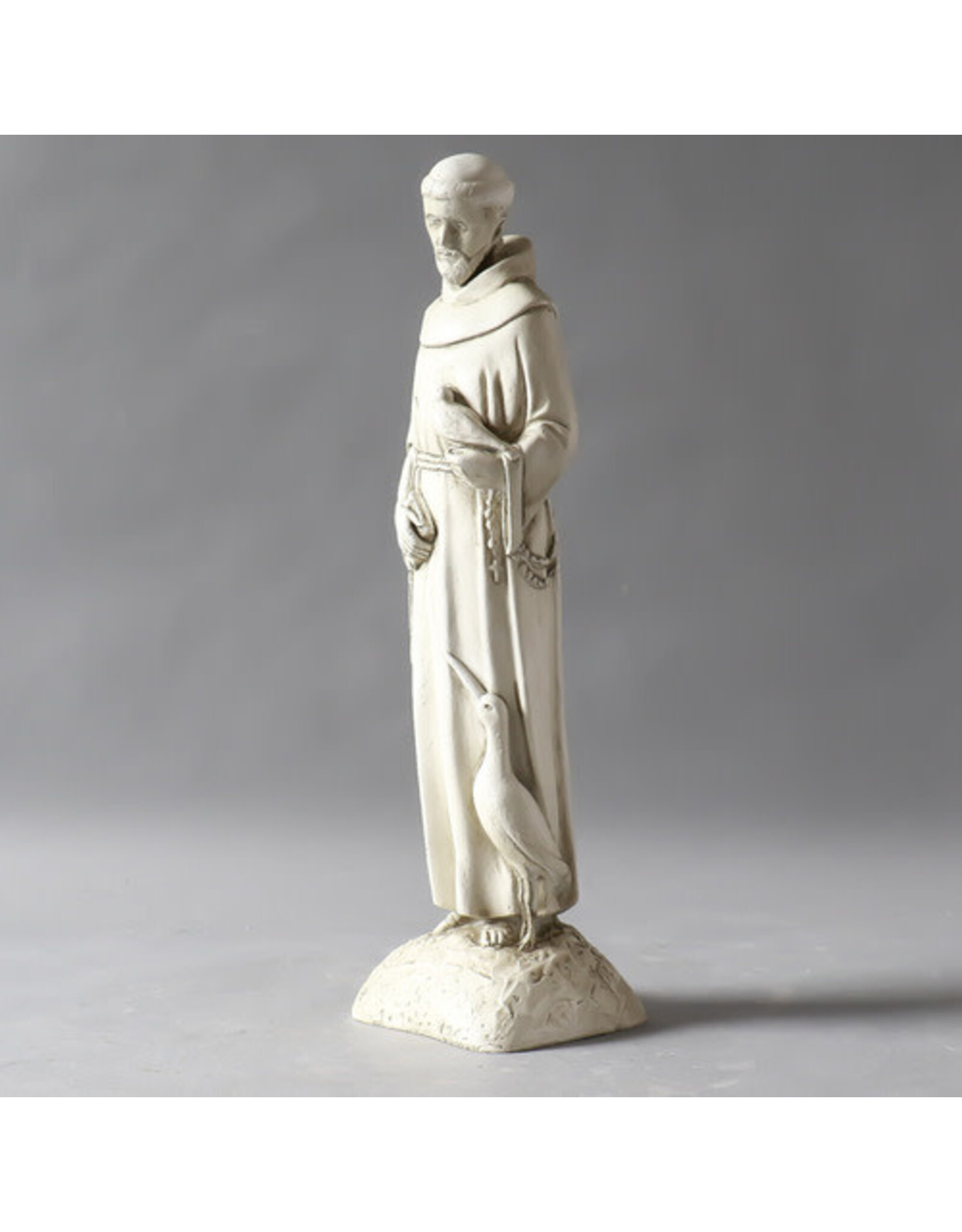 Orlandi St. Francis of the Garden Statue - Fiberglass, Antique Stone Finish (14")