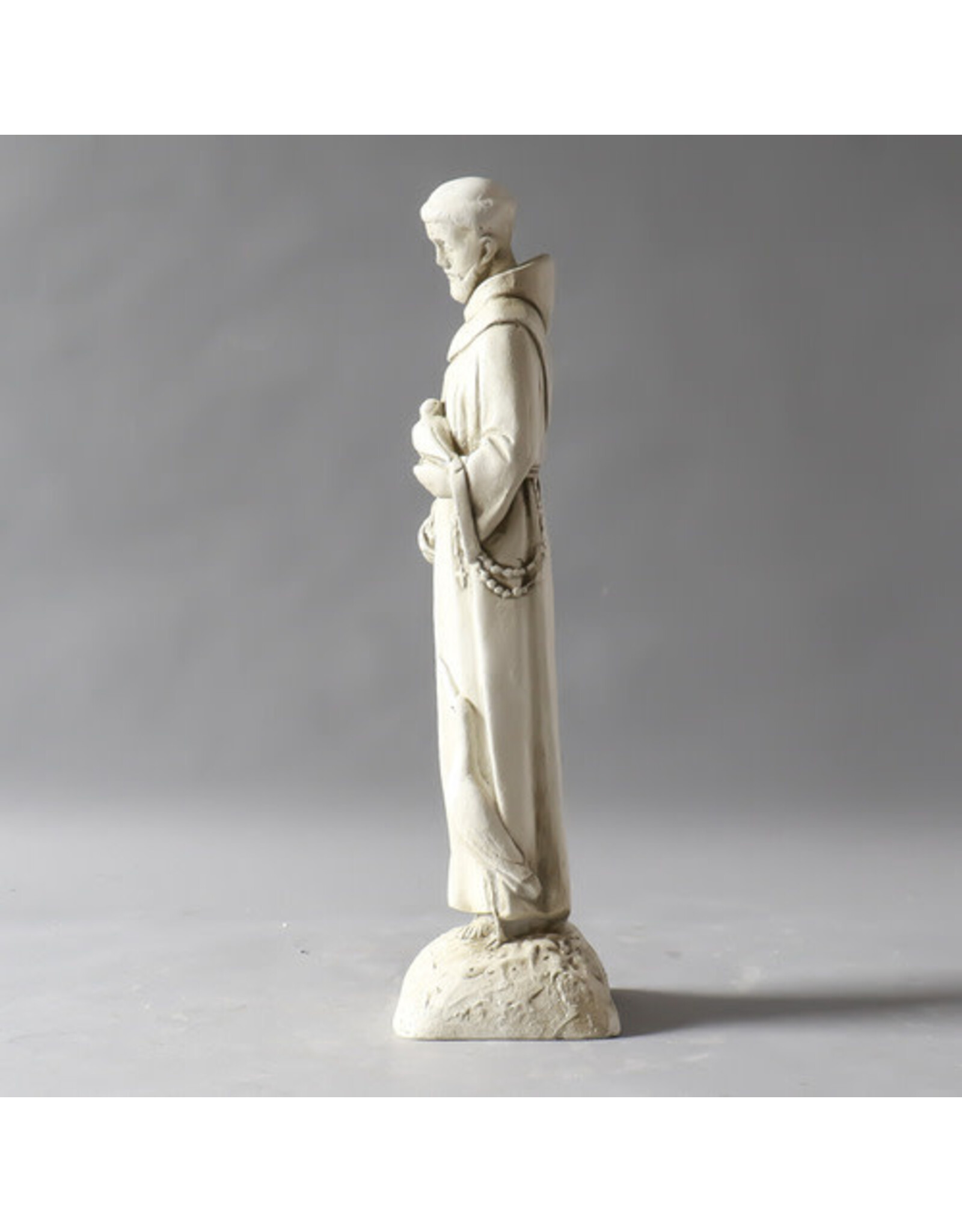 Orlandi St. Francis of the Garden Statue - Fiberglass, Antique Stone Finish (14")