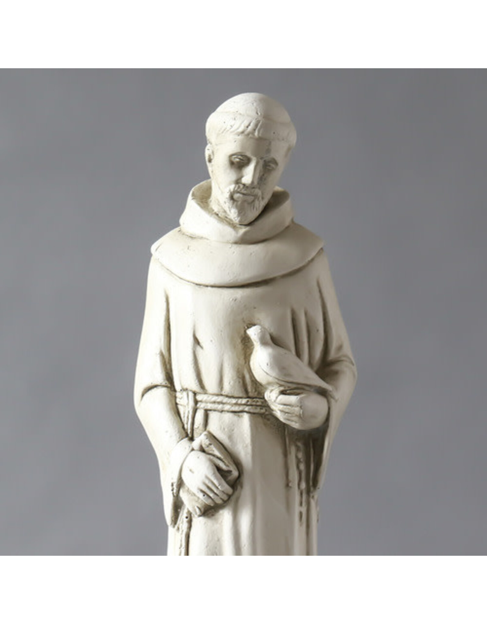 Orlandi St. Francis of the Garden Statue - Fiberglass, Antique Stone Finish (14")