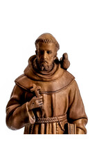 Orlandi St. Francis with Birds Outdoor Statue - Fiber Stone, Sandstone Finish (24")