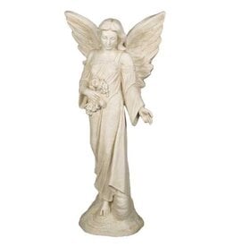 Orlandi Statue - Garden Angel Flora, Antique Stone Finish (38")