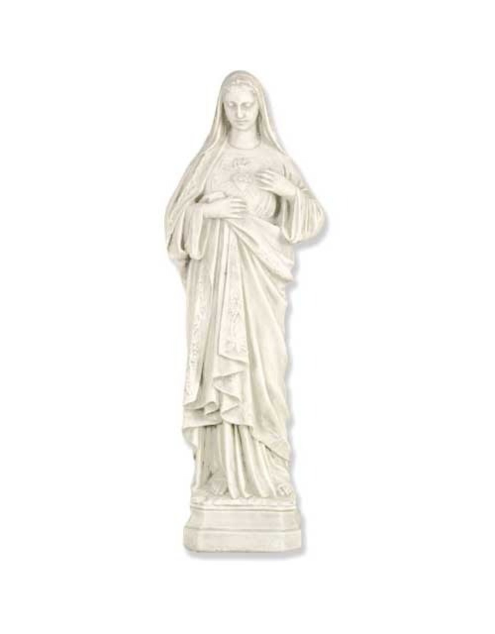 Orlandi Immaculate Heart of Mary Outdoor Statue - Fiberglass, Flat White Finish (16")