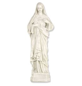 Orlandi Immaculate Heart of Mary Outdoor Statue - Fiberglass, Flat White Finish (16")