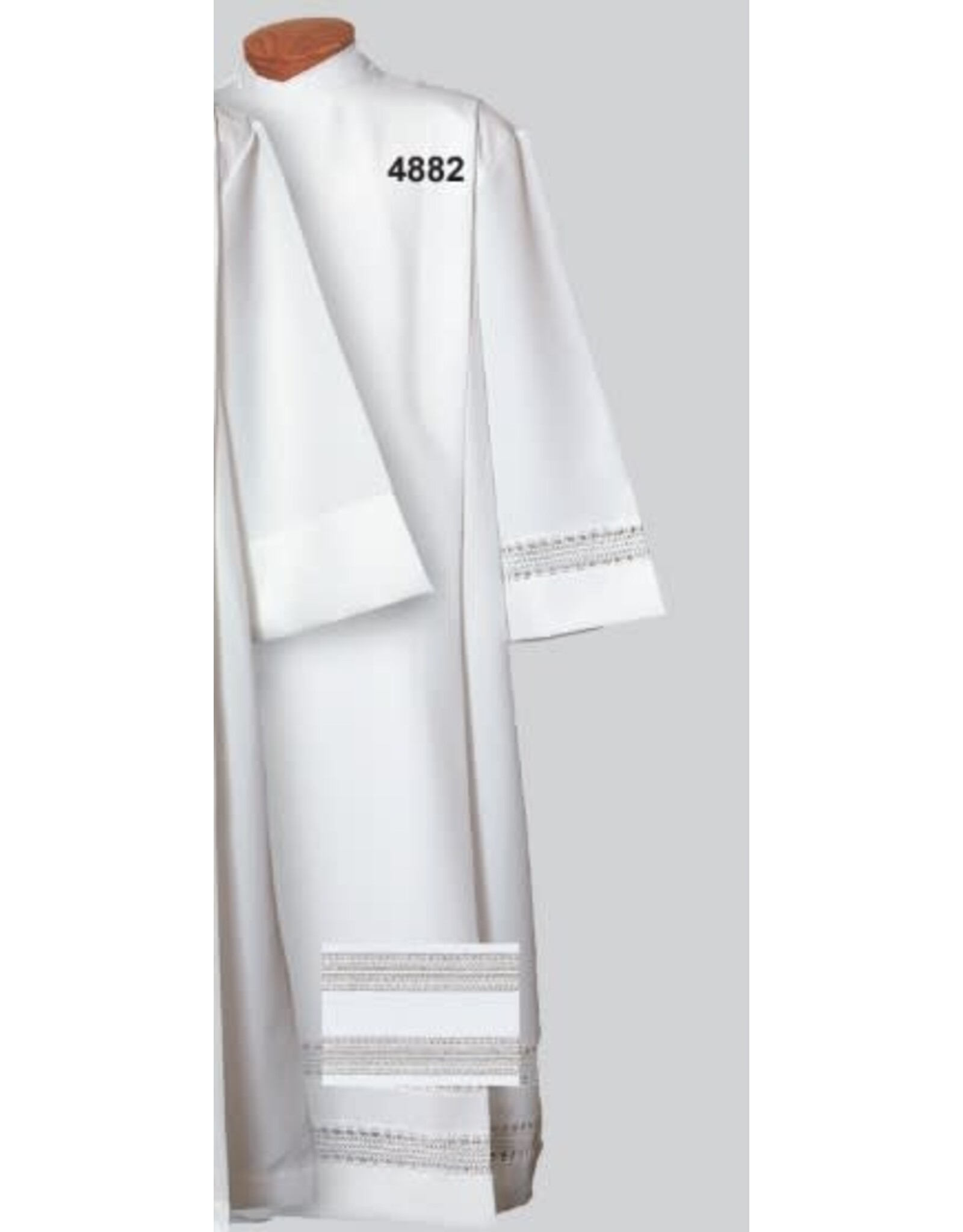 Gaiser (Beau Veste) Alb #4882 White Linen Weave Polyester with Lace Bands