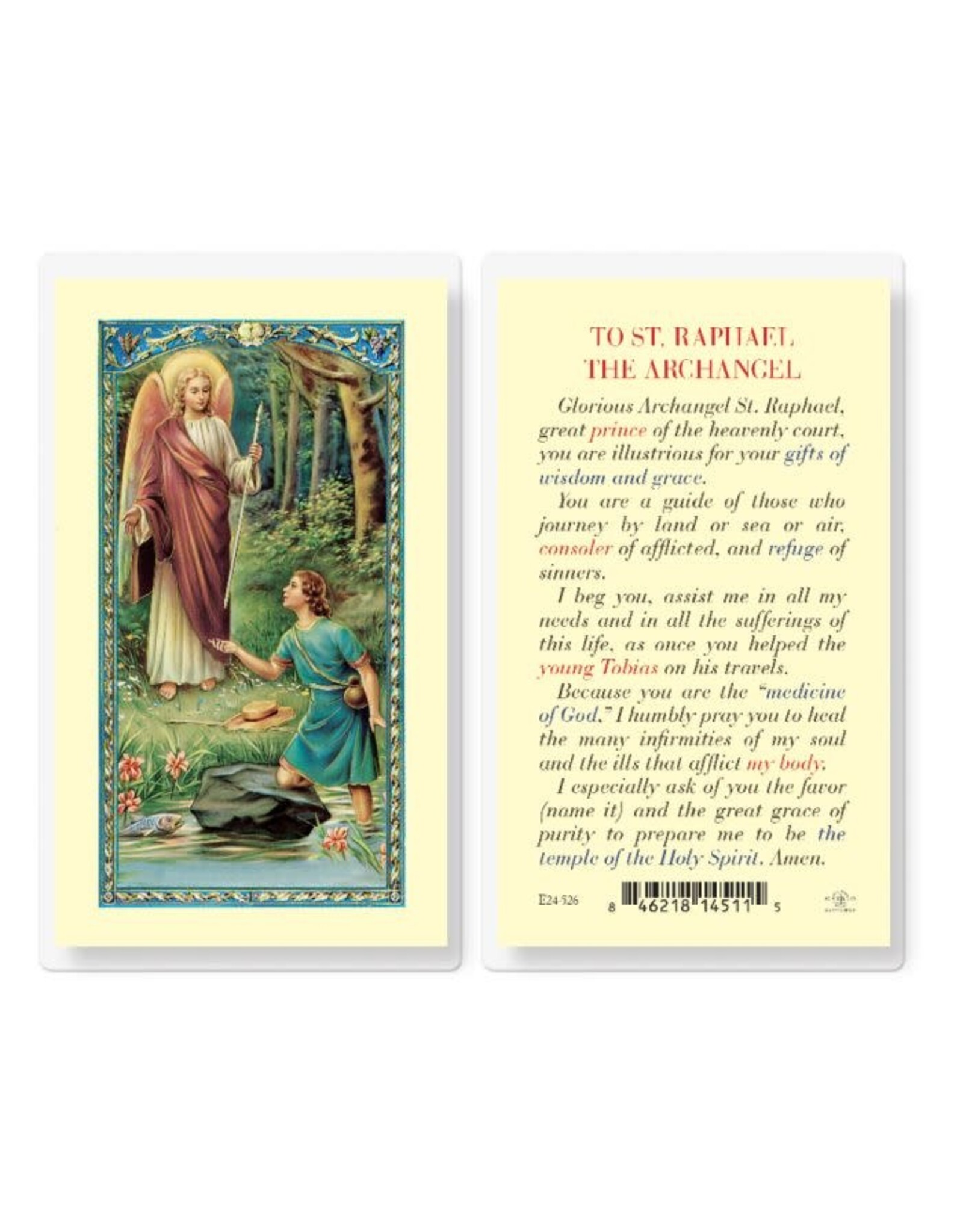 Hirten Holy Card, Laminated -St. Raphael