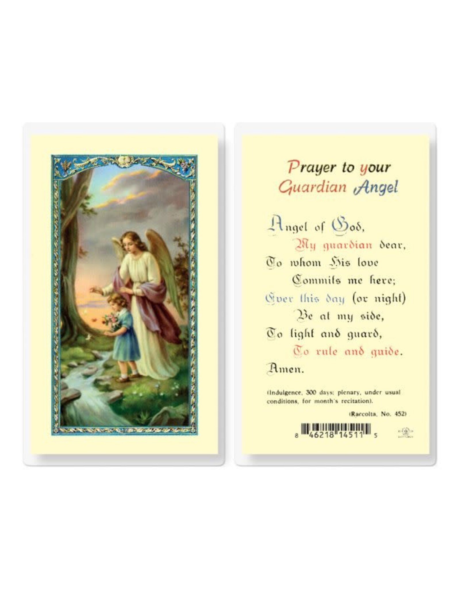 Hirten Holy Card, Laminated -Prayer to Guardian Angel for Girl