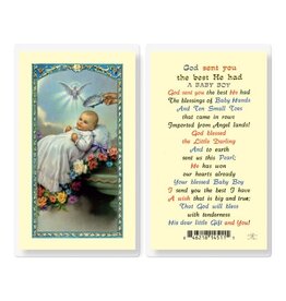 Hirten Holy Card, Laminated -Baptism with God Sent You the Best He Had a Baby Boy