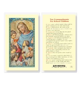 Hirten Holy Card, Laminated - Ten Commandments for School Kids