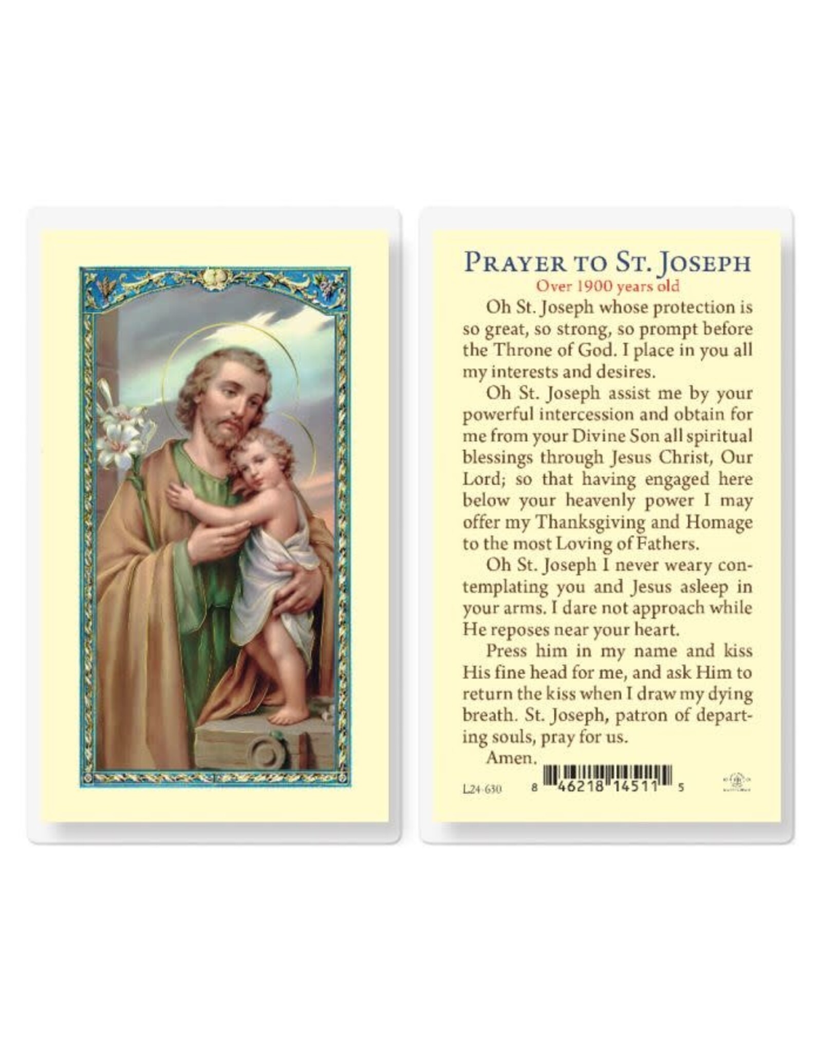 Hirten Holy Card, Laminated - St. Joseph Over 1900 Years Old