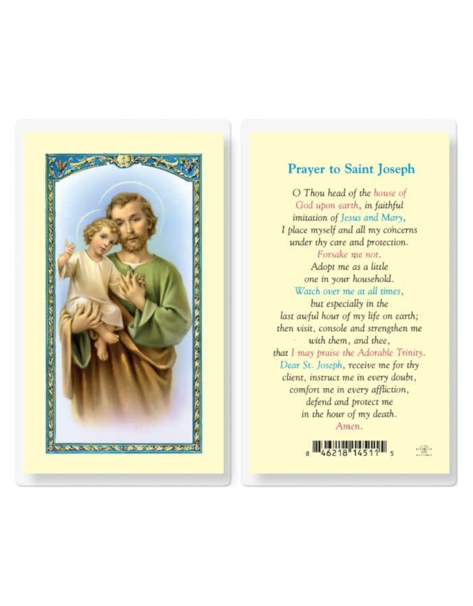 Hirten Holy Card, Laminated - St. Joseph