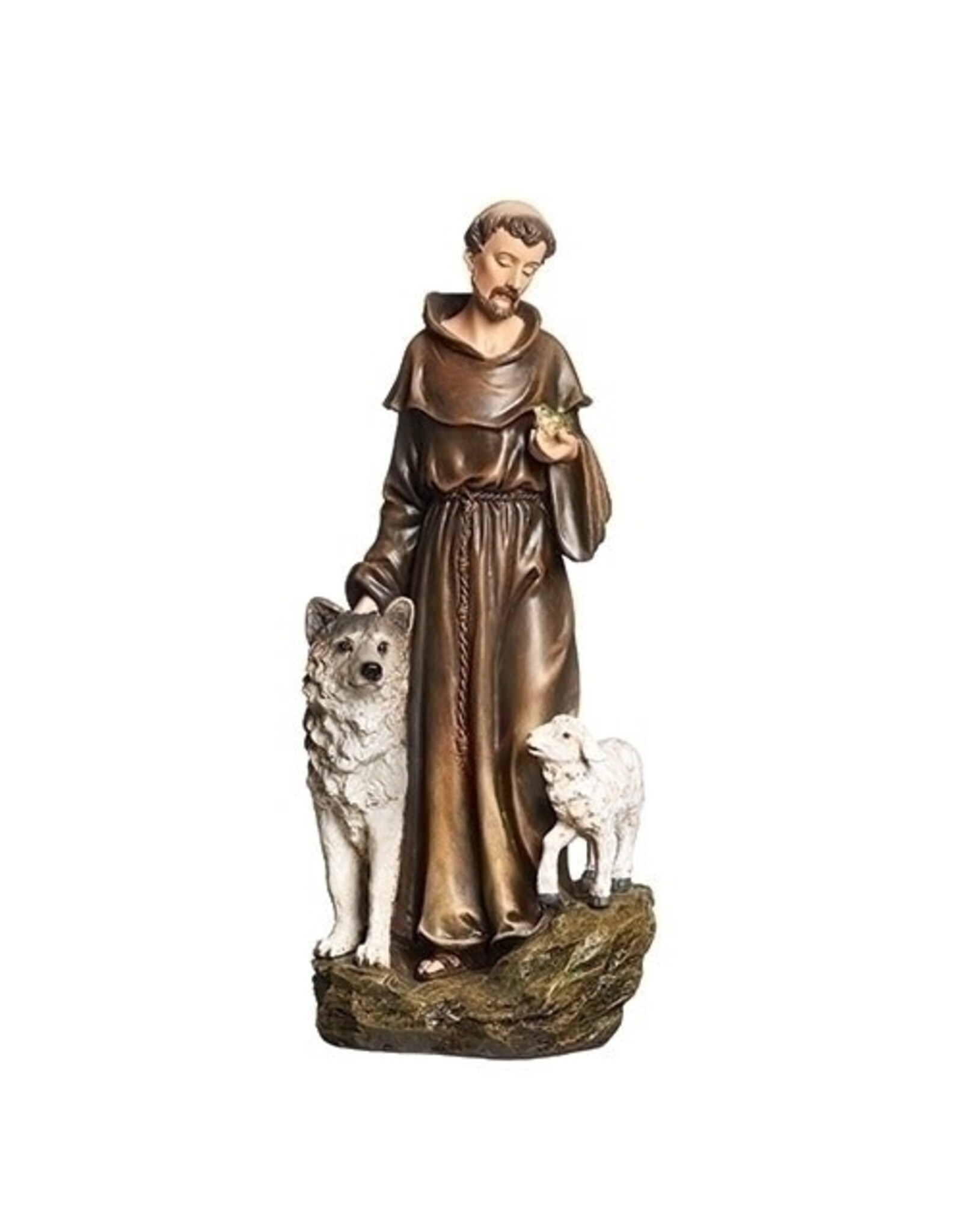 Roman St. Francis with Lamb and Wolf Statue (Renaissance Collection), 9.75"