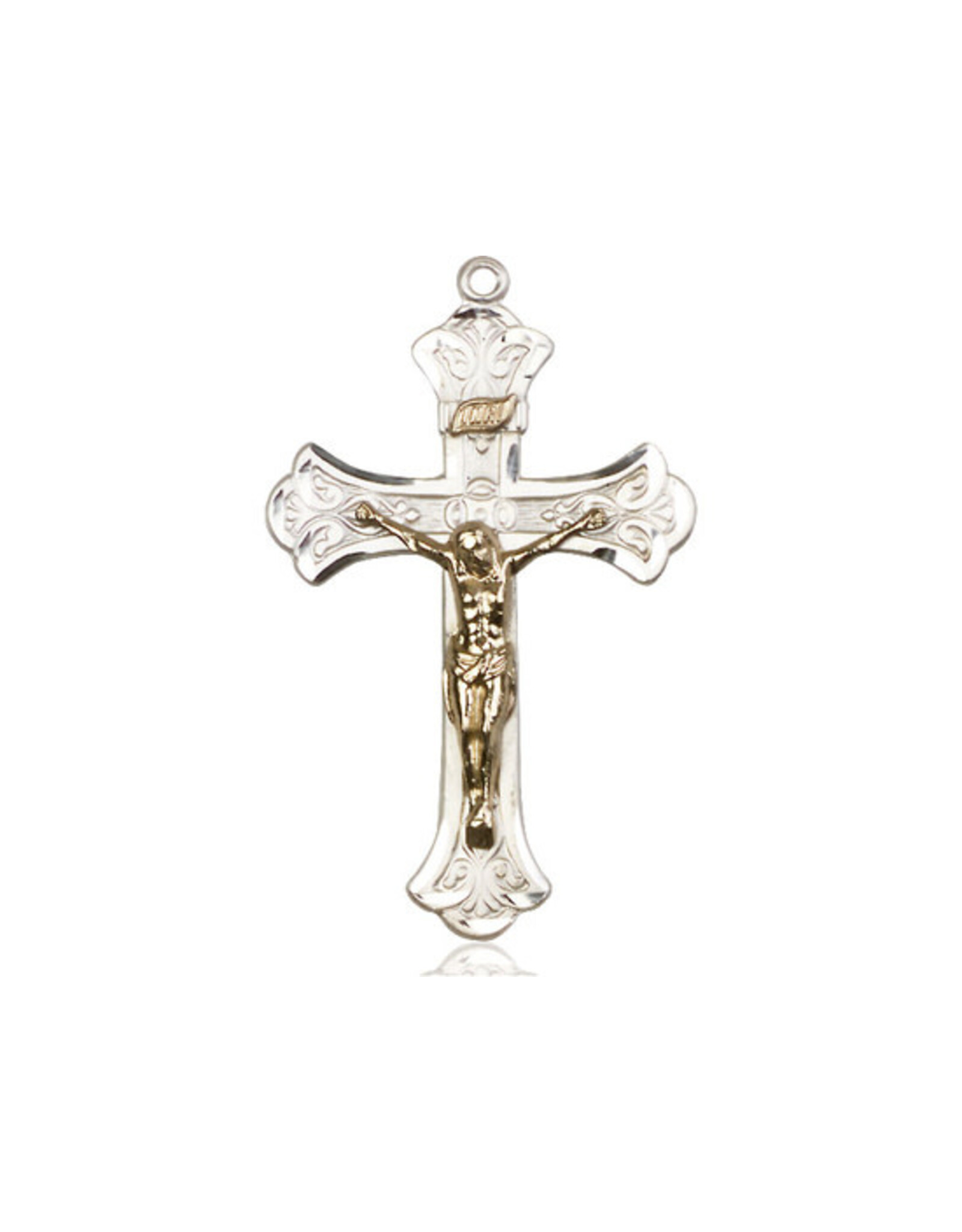 Bliss Crucifix Medal - Two-Tone Filigree, Sterling Silver/Gold Filled