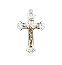 Bliss Crucifix Medal - Two-Tone Filigree, Sterling Silver/Gold Filled