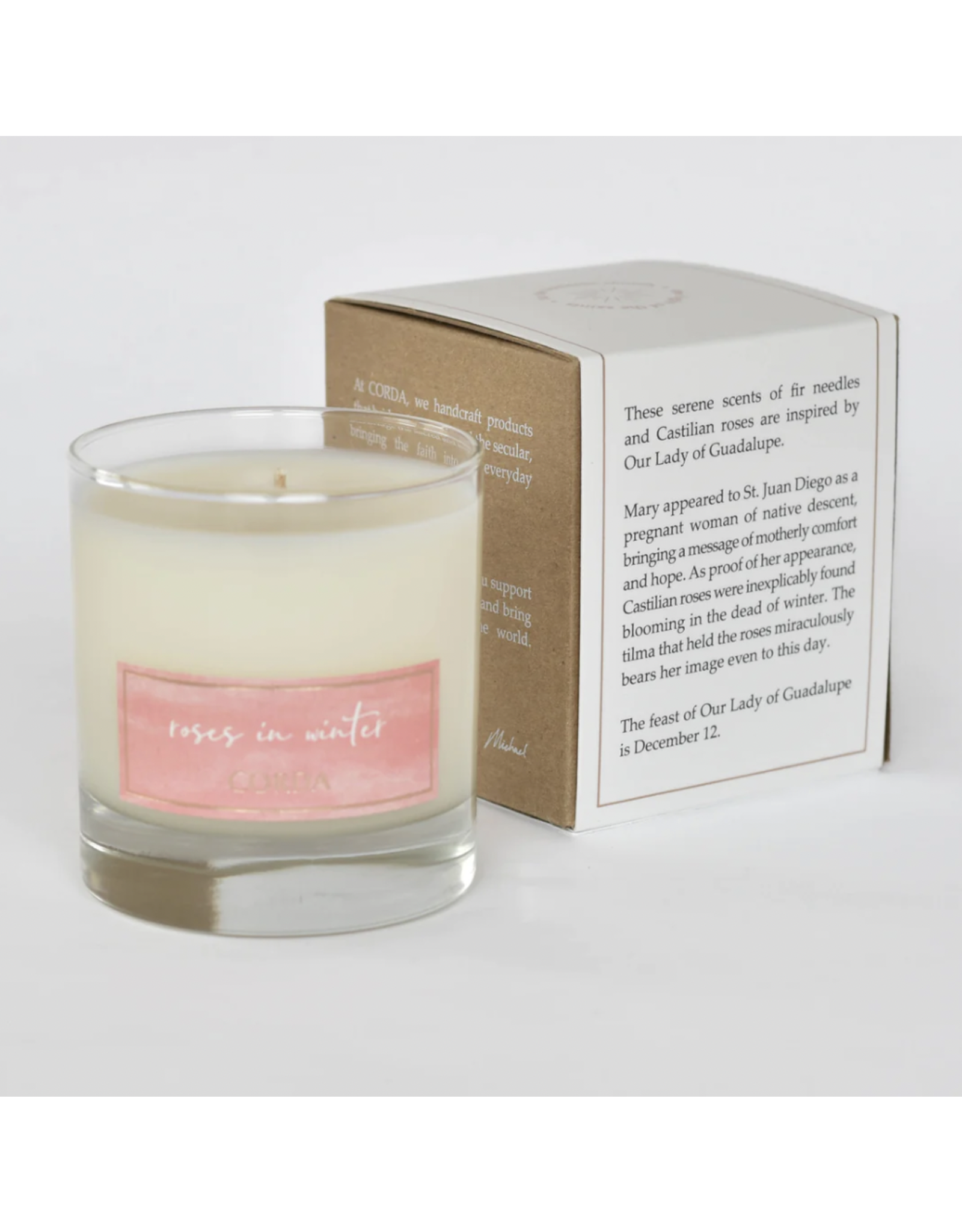 Corda Corda Candle - Roses in Winter - Our Lady of Guadalupe