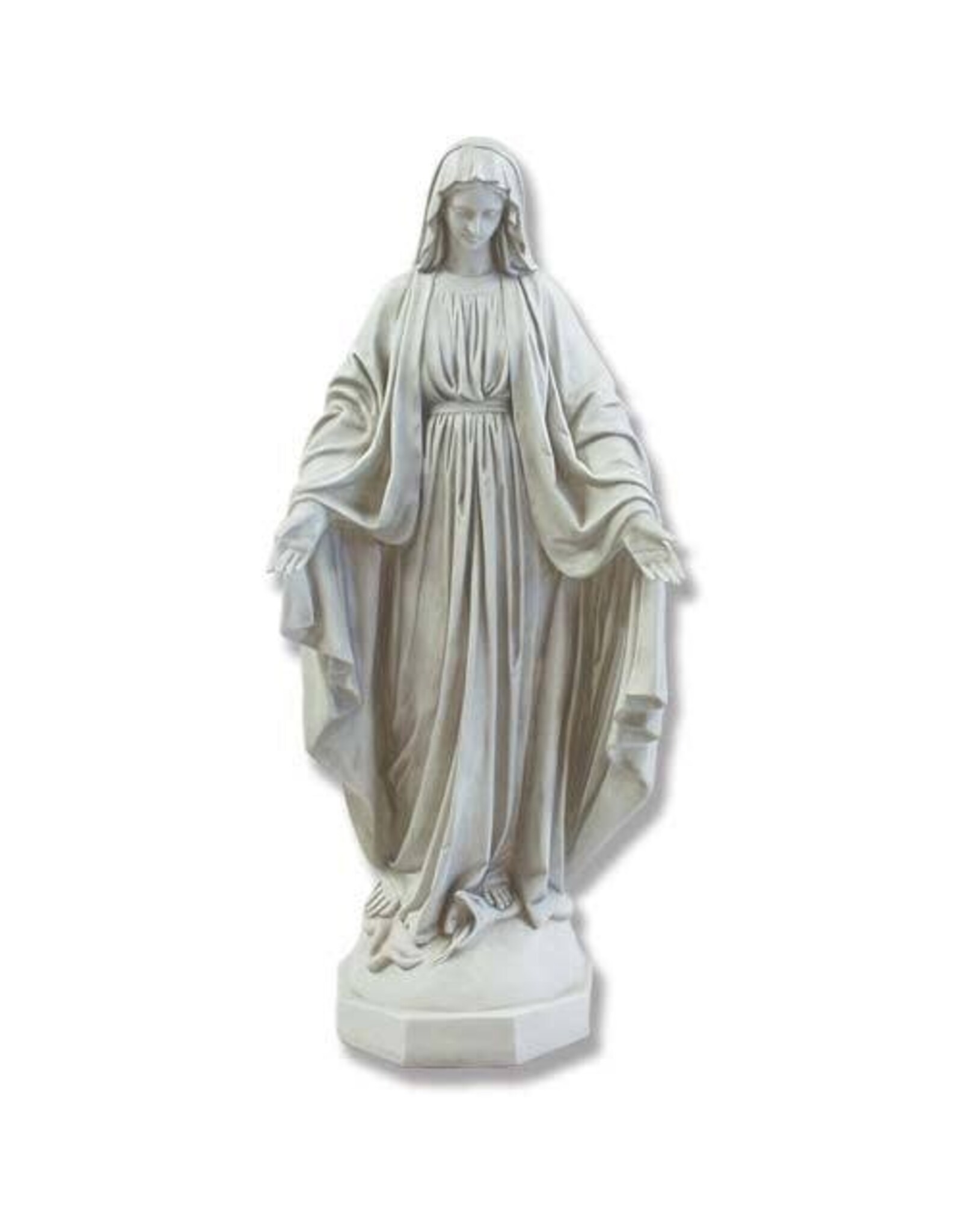 Orlandi Our Lady of Grace Outdoor Statue - Fiberglass, Antique Stone Finish (42")