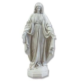 Orlandi Our Lady of Grace Outdoor Statue - Fiberglass, Antique Stone Finish (42")