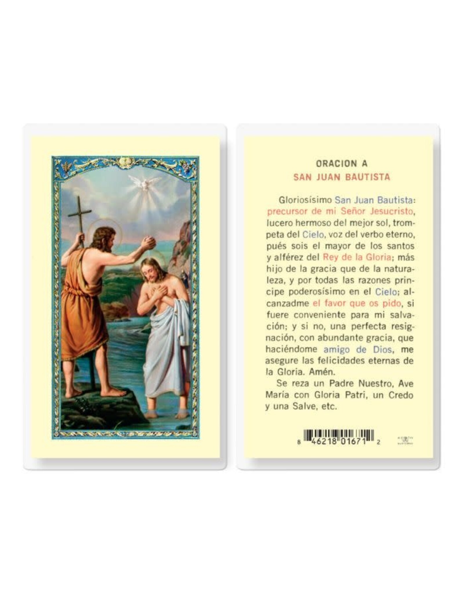 Hirten Holy Card, Laminated -Oracion A San Jaun Bautista