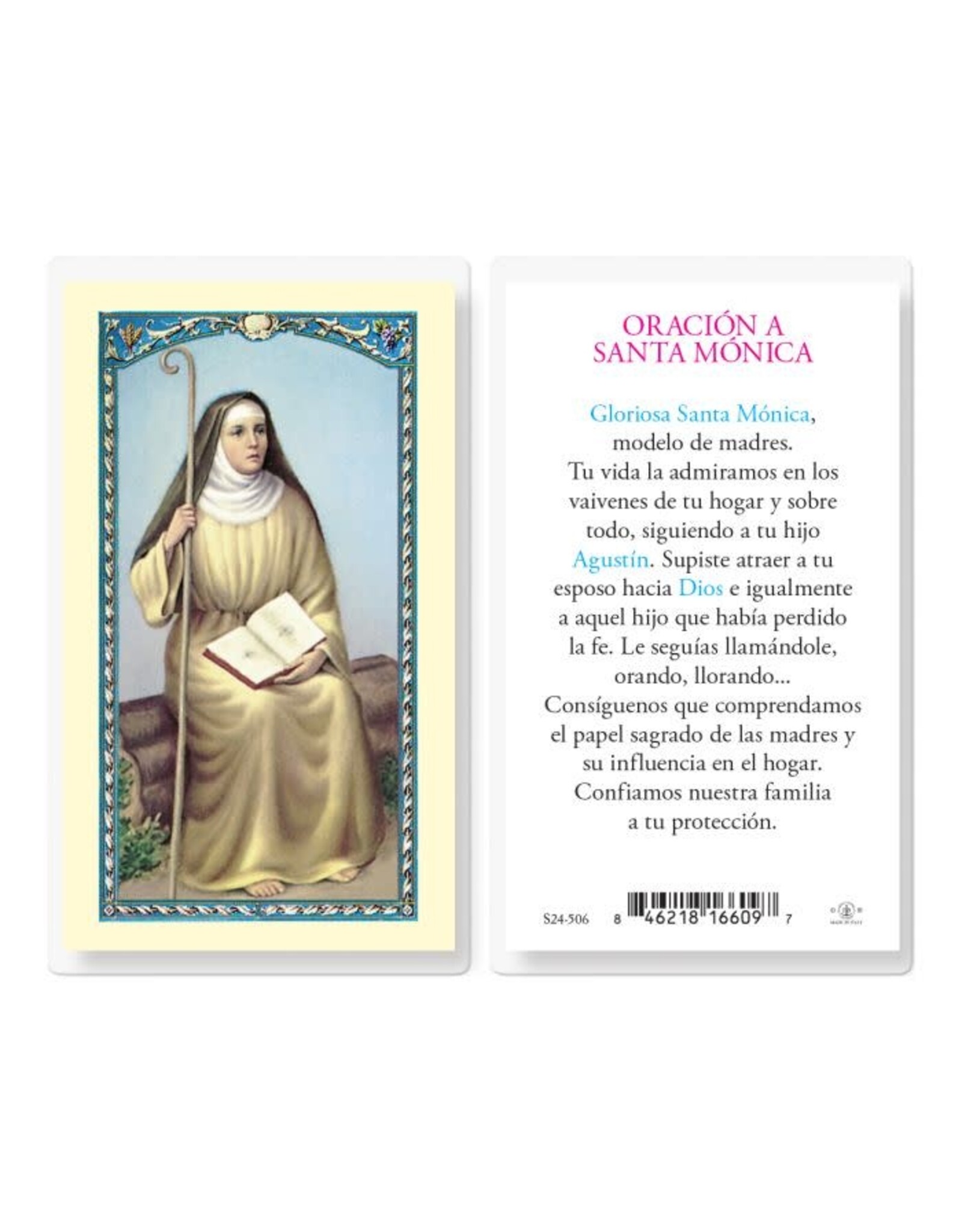 Hirten Holy Card, Laminated -Oracion A Santa Monica