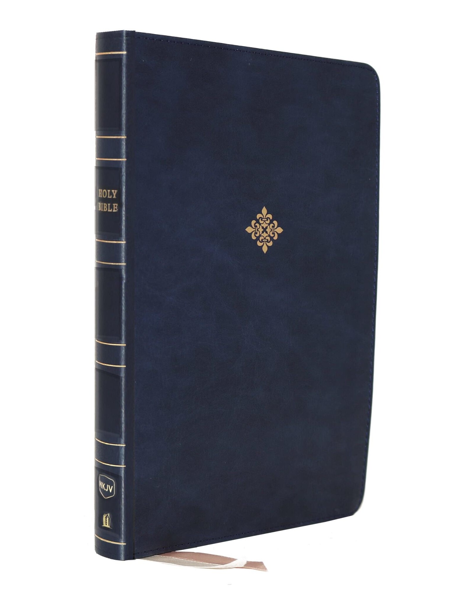 Thomas Nelson NKJV Thinline Reference Bible, Large Print, Blue Leathersoft with Rose Gold