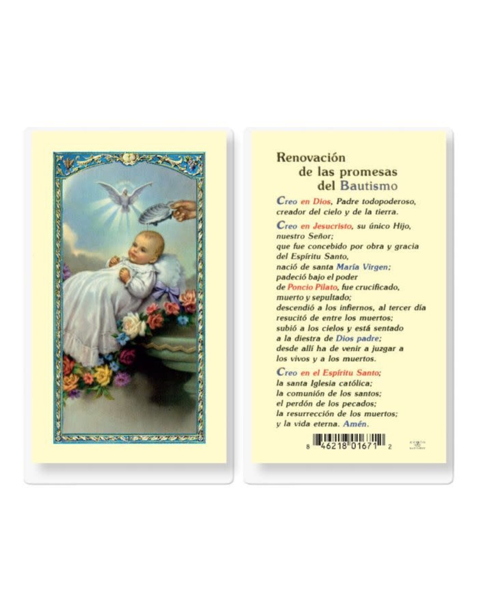 Hirten Holy Card, Laminated -Renovacion de las promesas del Bautismo