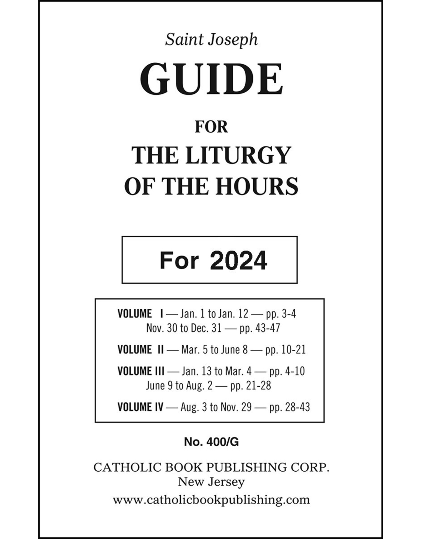 Catholic Book Publishing 2024 Guide for the Liturgy of the Hours