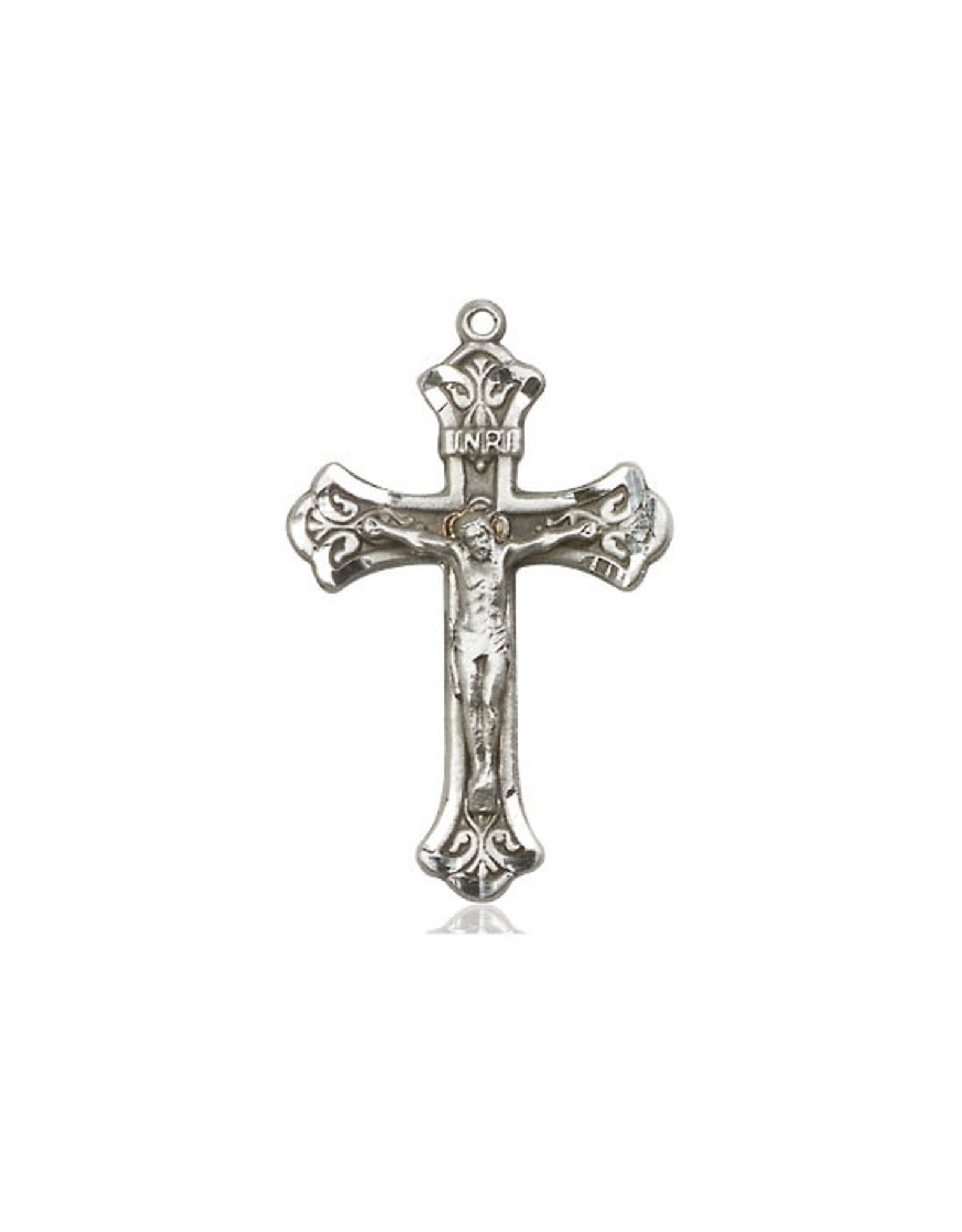 Bliss Crucifix Medal, Sterling Silver (1-1/8 x 5/8")