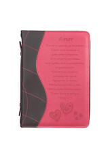 Christian Art Gifts Bible Cover - Amor para Biblias Fe, Rosado - 1 Corintios 13:4-8, Large