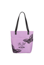 Christian Art Gifts Tote Bag Purse - Be Still and Know Purple Butterfly Fashion Felt