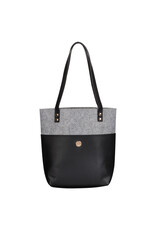 Christian Art Gifts Tote Bag Purse - Love Never Fails Two-tone Black and Heather Gray Felt