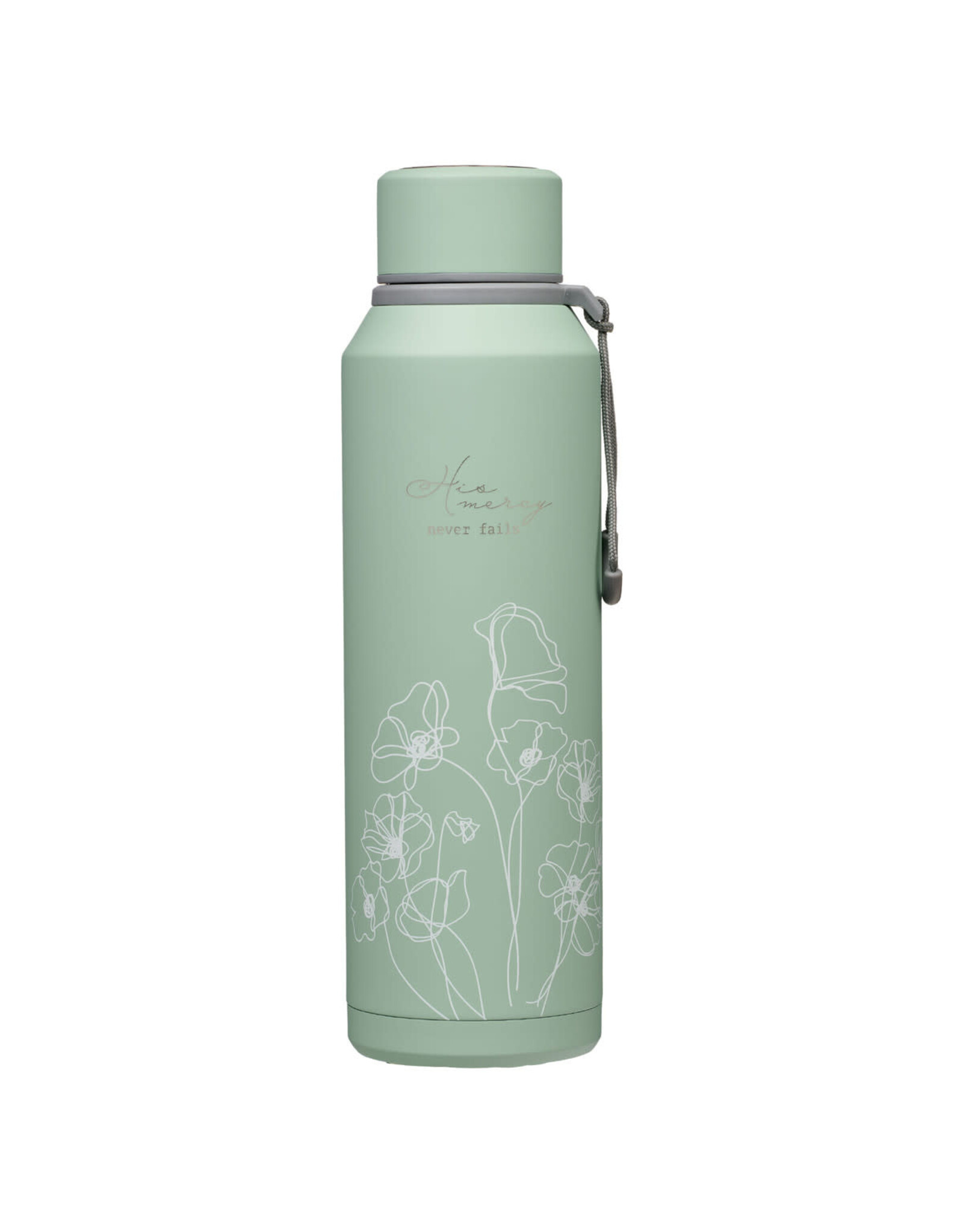Christian Art Gifts Water Bottle - Mercy, Hazy Teal Stainless Steel