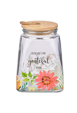 Christian Art Gifts Gratitude Jar with Cards - Today I'm Grateful For, Orange Daisy Glass