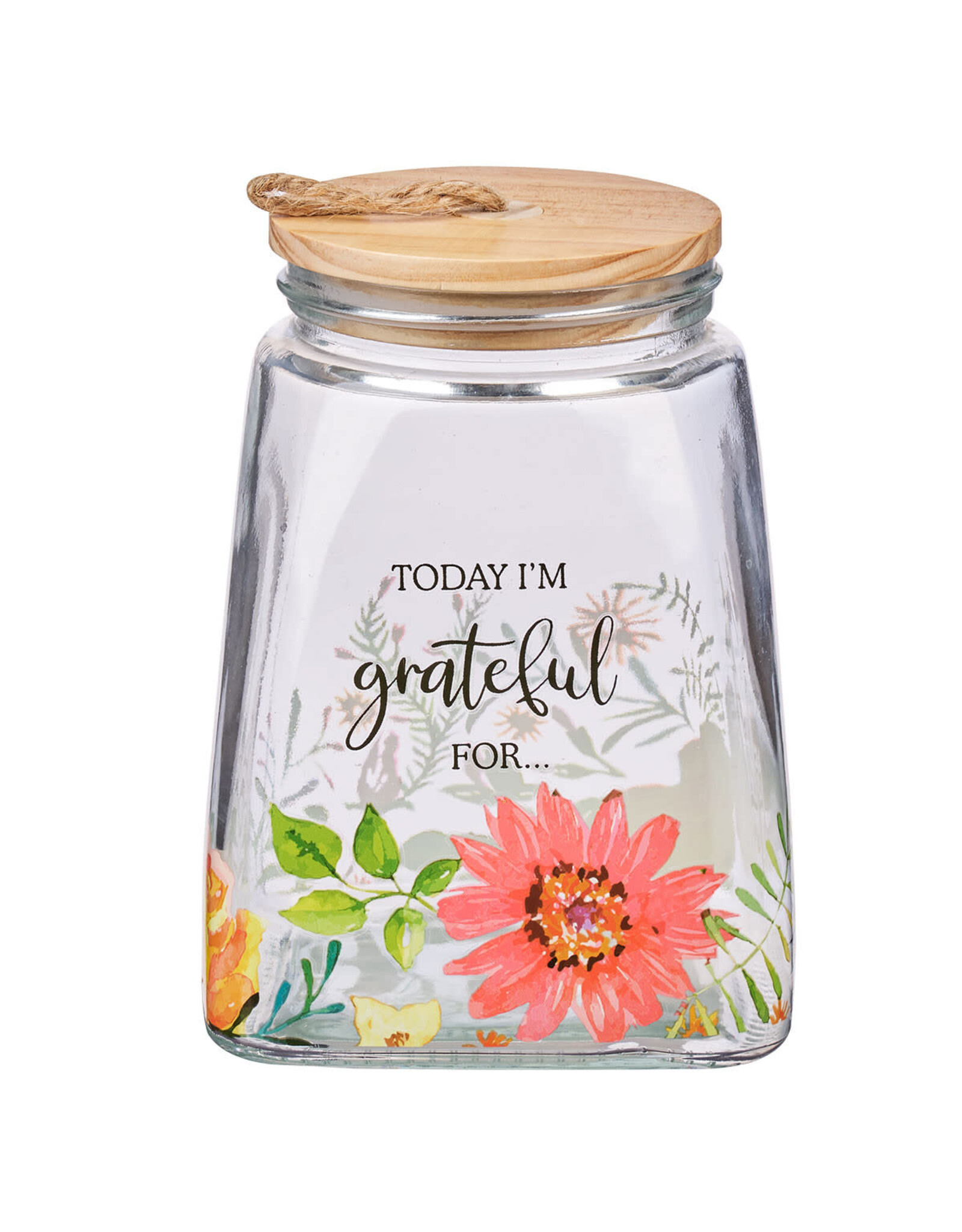 Christian Art Gifts Gratitude Jar with Cards - Today I'm Grateful For, Orange Daisy Glass