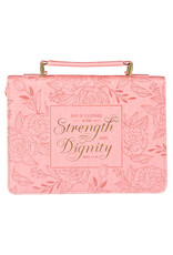 Christian Art Gifts Bible Cover - Strength & Dignity, Rose Pink Faux Leather (Proverbs 31:25),