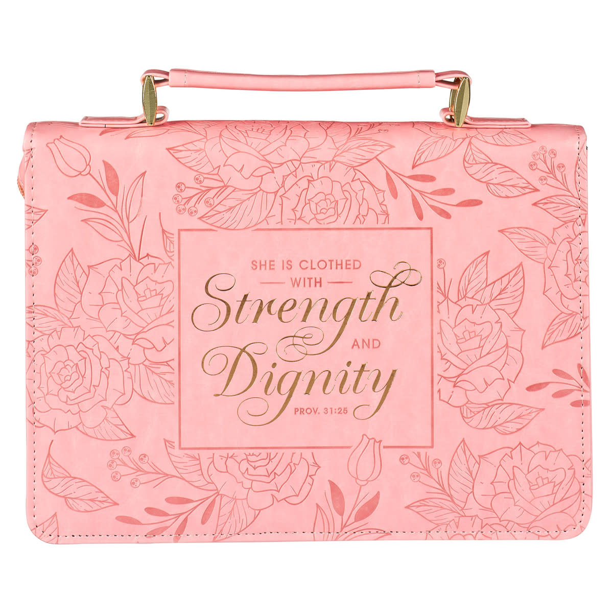 Bible Cover - Strength & Dignity Rose Pink Faux Leather (Proverbs