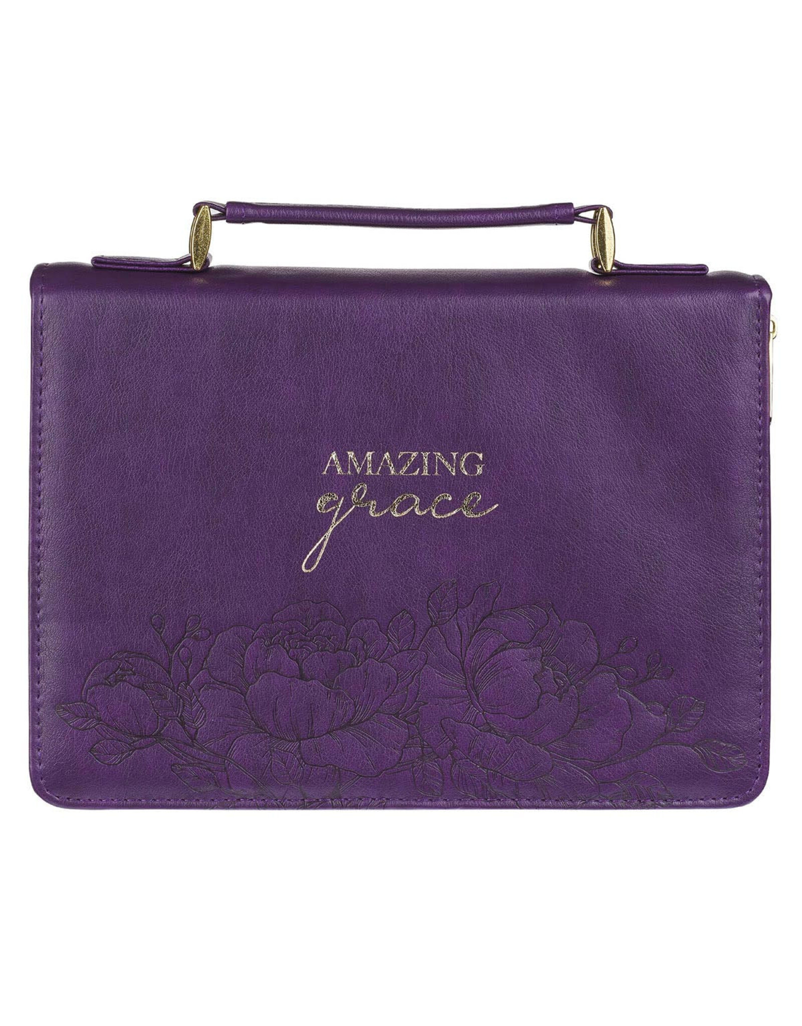 Christian Art Gifts Bible Cover - Amazing Grace, Purple Faux Leather,