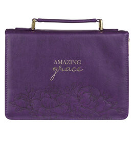 Christian Art Gifts Bible Cover - Amazing Grace, Purple Faux Leather,