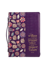 Christian Art Gifts Bible Cover - I Know the Plans, Purple Floral Faux Leather (Jeremiah 29:11),