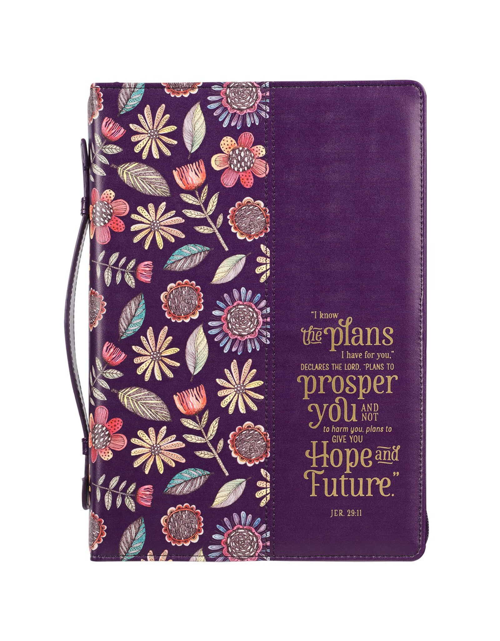 Christian Art Gifts Bible Cover - I Know the Plans, Purple Floral Faux Leather (Jeremiah 29:11),